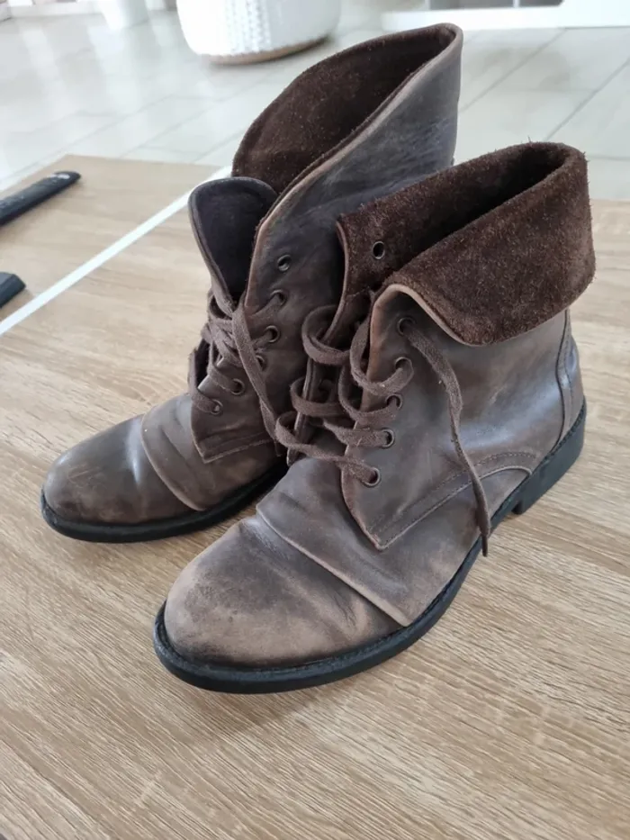 Boots cuir effet vintage - photo numéro 7