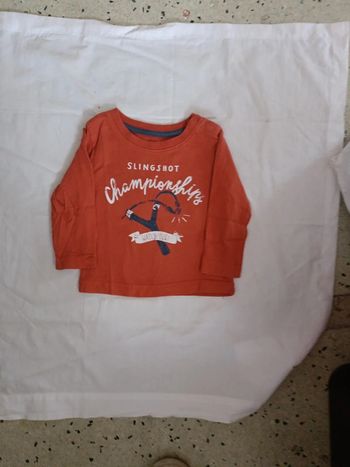T-shirt manches longues 6 9 mois garçon couleur terre cuite