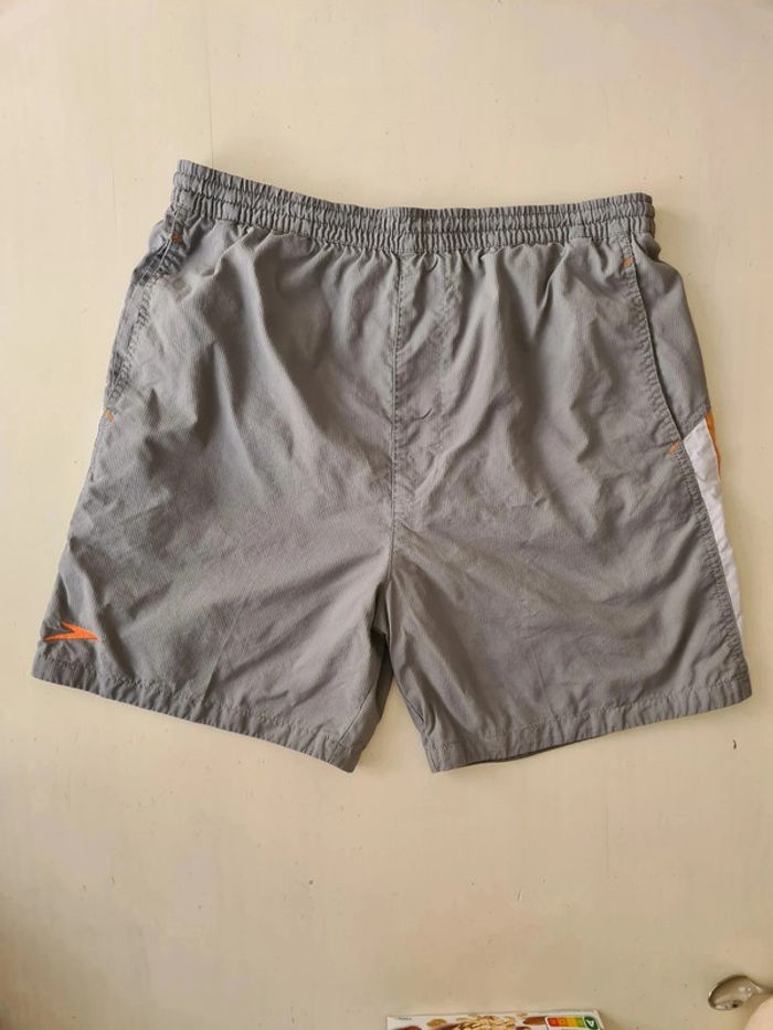 Caleçon short de bain Speedo, taille S, olive/vert foncé avec déco orange et blanc, piscine, bermuda - photo numéro 3