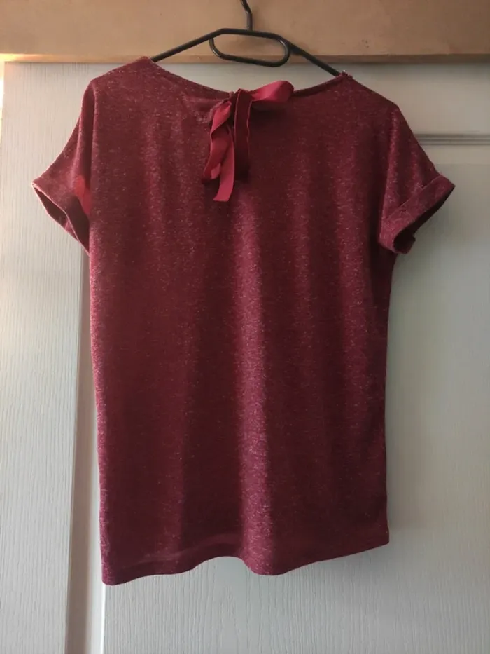 T-shirt rouge chiné - photo numéro 3