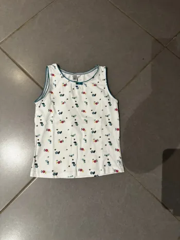 Débardeur / T shirt sans manches / Maillot de corps - Okaidi - Fleurs - Blanc - 6 ans