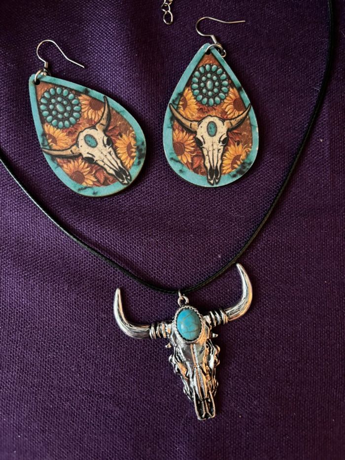 Set bijoux boho navajo cranes de buffles - photo numéro 2