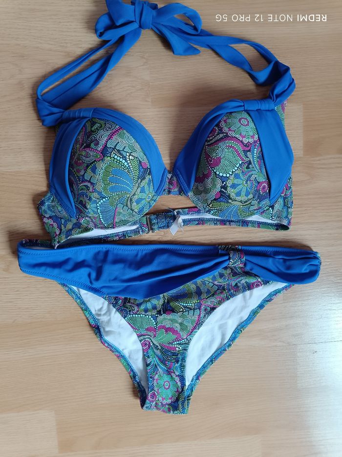 Maillot de bain bleu imprimé Rouge gorge T.40 - photo numéro 2
