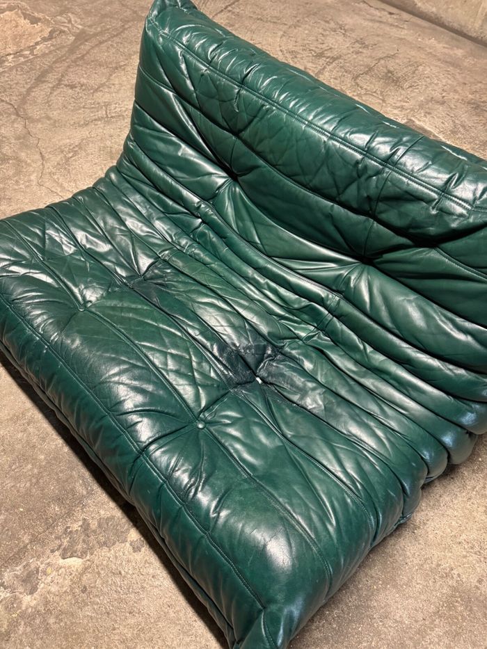 Canapé Togo 2 places Cuir vert – Ligne Roset 1990 - photo numéro 6
