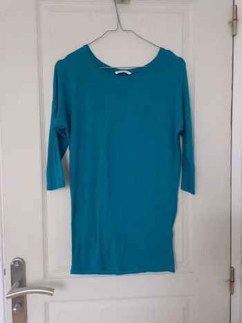 Haut bleu à manches 3/4 femme camaïeu taille XS/34