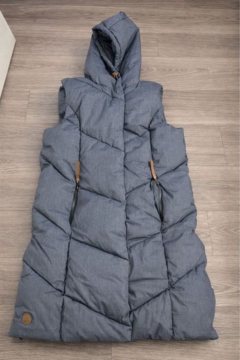  Doudoune Longue Grise à Capuche | Gilet Matelassé Sans Manches | Chaud Hiver