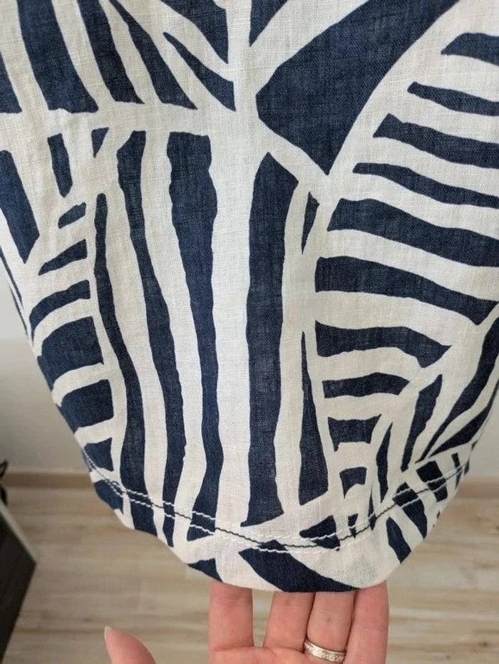 Robe d'été 100% lin blanche et marine - Initiative - taille 46 - photo numéro 8