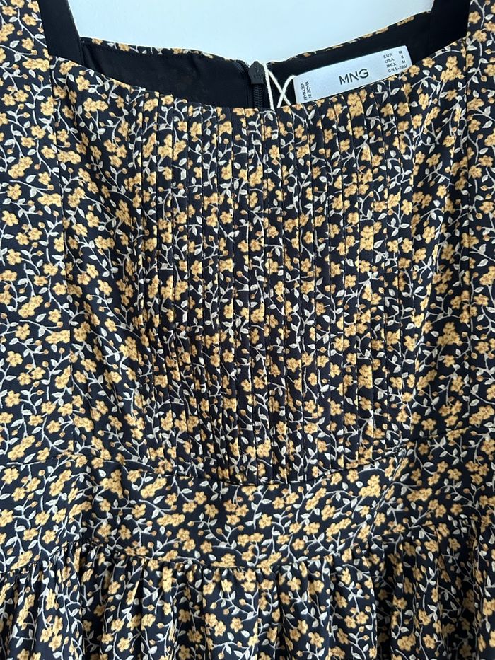 Robe Mango noire et moutarde motif fleuri - photo numéro 5