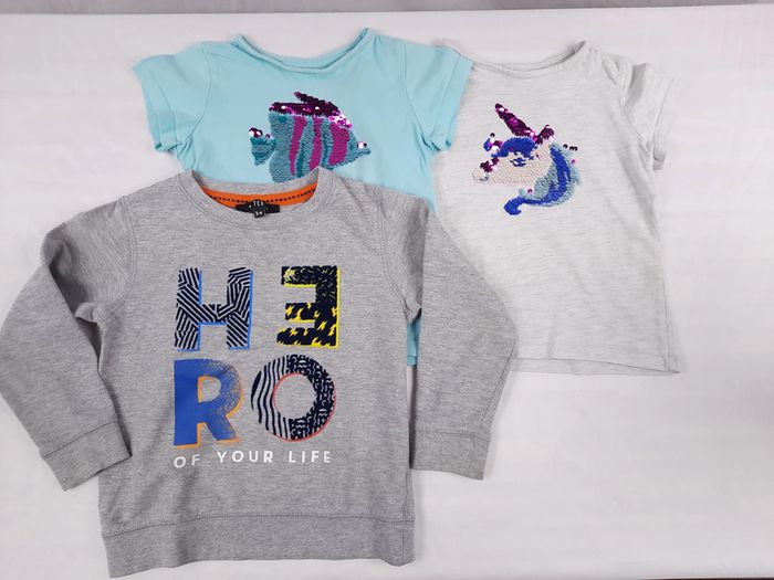lots de 2 tee shirt et un pull avec petites taches in extenso et Tex, 3 ans