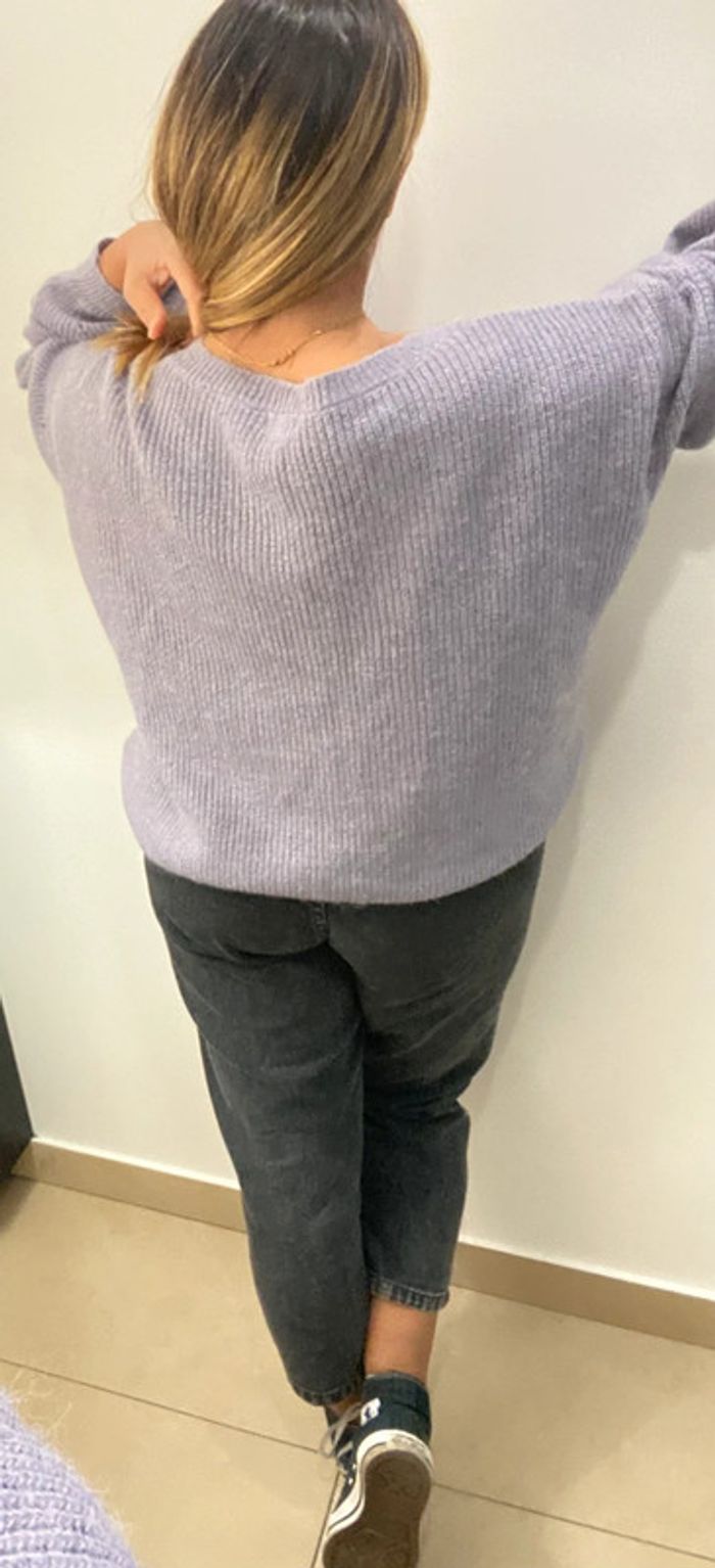 Superbe Pull Ample Mauve Col V Taille M Et Plus - photo numéro 6