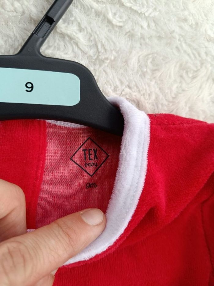 Pyjama grenouillère velours Fille 9 mois cœur Père mère Noël Tex Baby - photo numéro 7