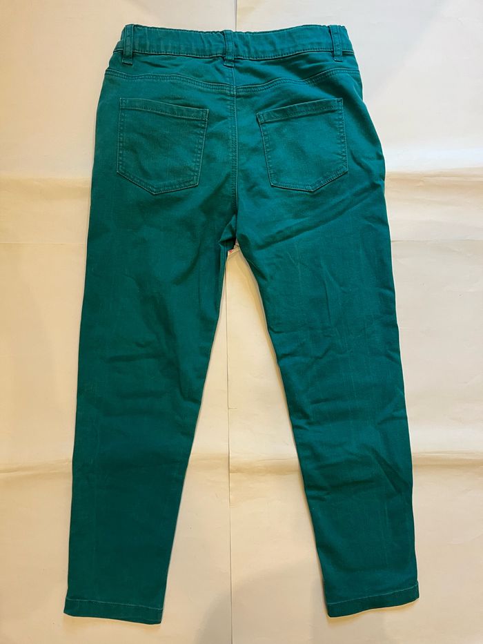 Jean réglable a la taille bleu turquoise bouton pression canifa 9/10 ans - photo numéro 3