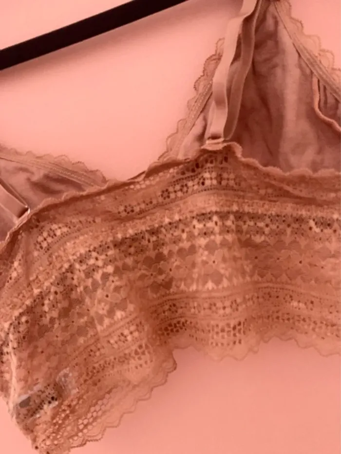 Soutien gorge / Bralette dentelle marron taille L - photo numéro 4