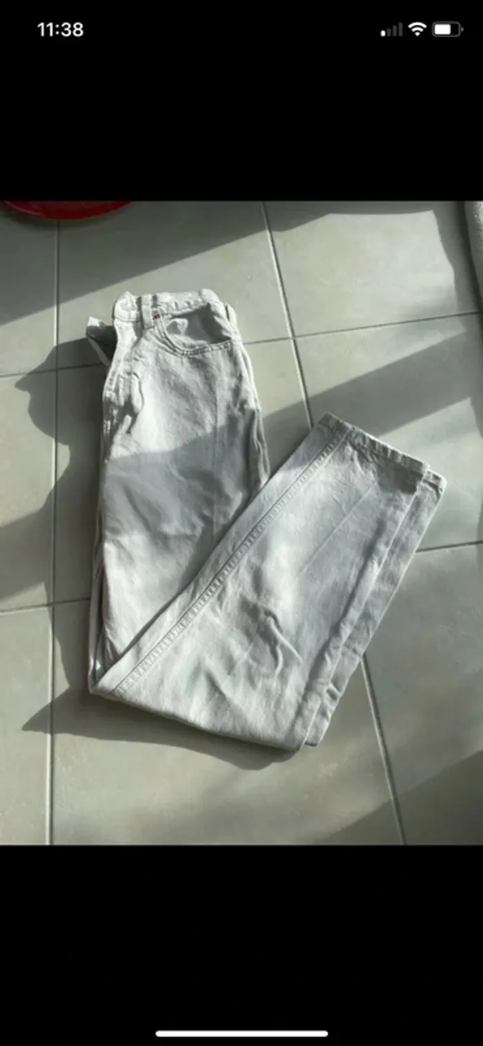 Jean large beige femme taille XS