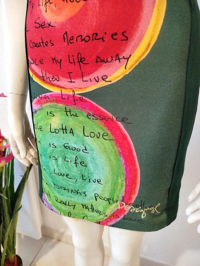 Robe verte Desigual coupe fourreaux printemps été - photo numéro 6