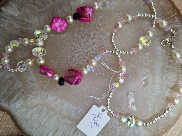 Collier Sautoir Perles Nacrées Perles Cristal Perles Coquillage Fushia - photo numéro 17