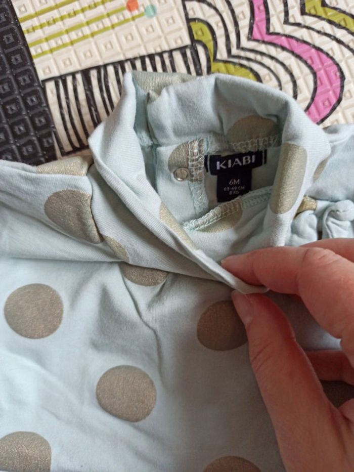 Sous pull bleu à pois gris - photo numéro 2