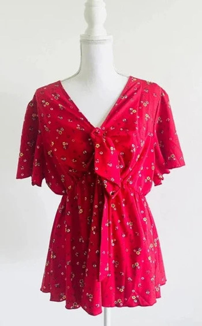 Top péplum rouge avec des fleurs - Boutique indépendante - photo numéro 2