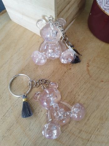 Porte clé rose argent ourson