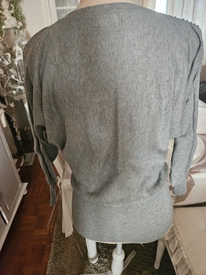 Pull gris avec strass Enzoria Taille U (40) - photo numéro 2