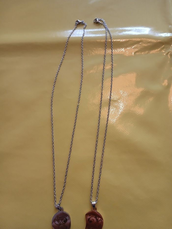 collier en deux stitch disney couleur argent - photo numéro 2