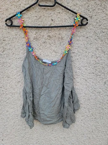 Joli haut crop top, fabriqué en Italie, original ethnique, mosaïque, vintage