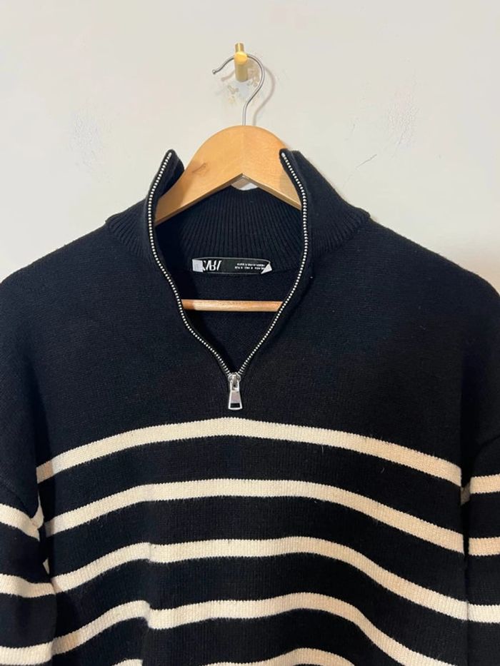 Pull half-zip Zara marinière - photo numéro 3