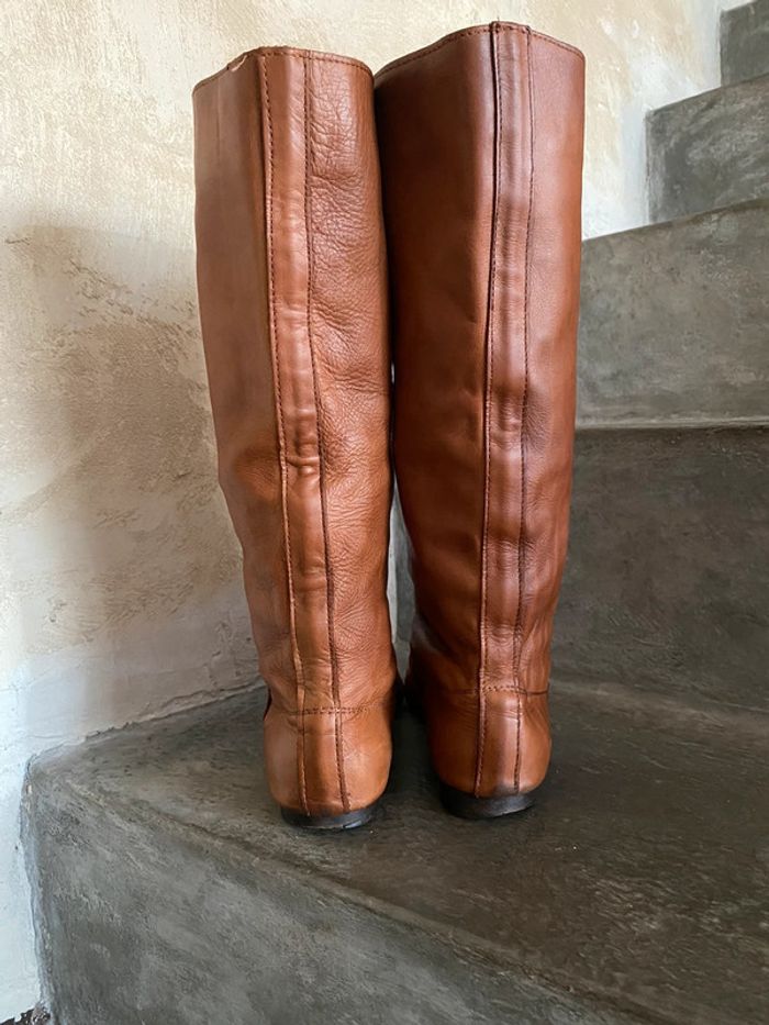 Bottes plates marron en cuir 38 - photo numéro 4