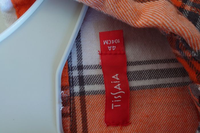 Chemise à carreaux blanche & orange Tissaia Garçon 4 ans - photo numéro 3