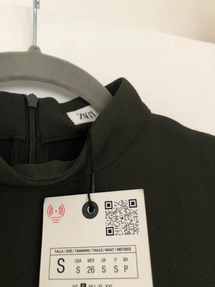 Superbe belle robe à col cheminée kaki Zara neuve avec étiquette taille S - photo numéro 4