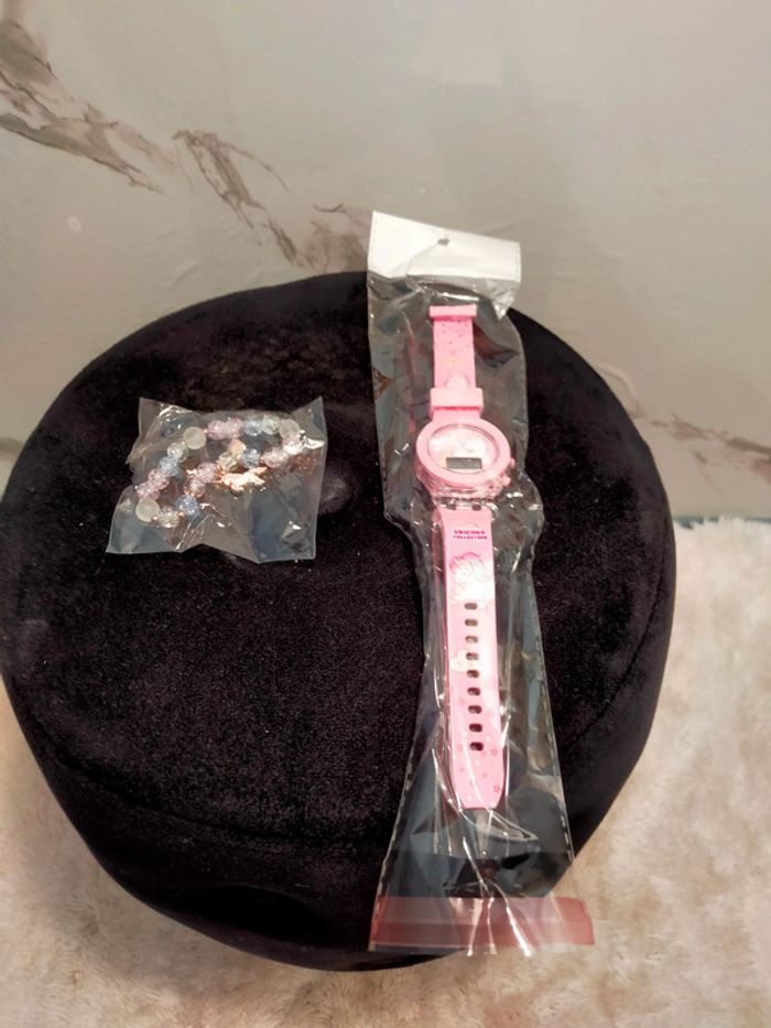 Ensemble bracelet montre électronique en silicone rose Nairobi - photo numéro 2