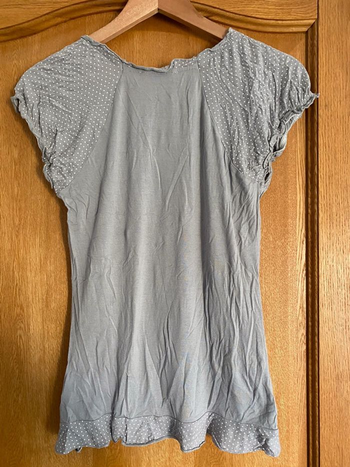 T-shirt manches courtes gris pois blanc - photo numéro 2