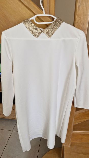 Robe Blanche Col Paillettes 