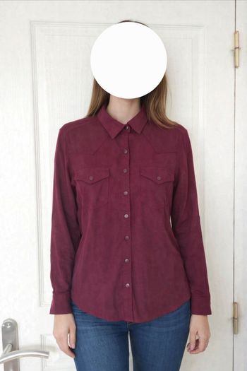 Jolie chemise bordeaux en suédine femme scottage taille S/36
