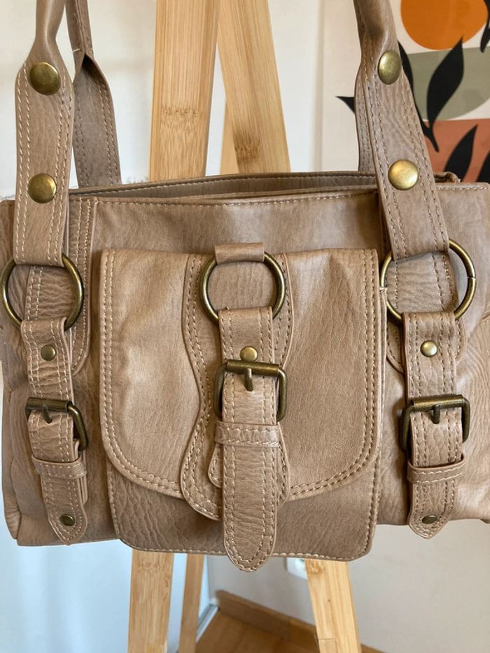 Sac vintage y2k beige synthétique neuf [ref 2506SBe93] - photo numéro 2