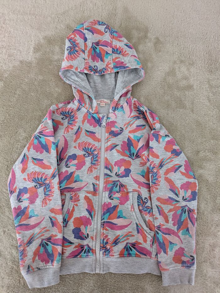 Sweat Zippé à Capuche Imprimé Floral