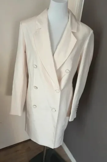 H&M, veste, blazer, longue beige, neuf avec étiquette femme, taille 38