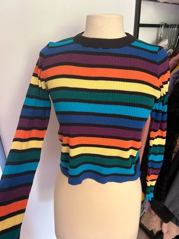 Pull fin à rayures multicolore femme