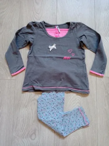 Pyjama 2 pièces gris et rose vache Orchestra 3 ans