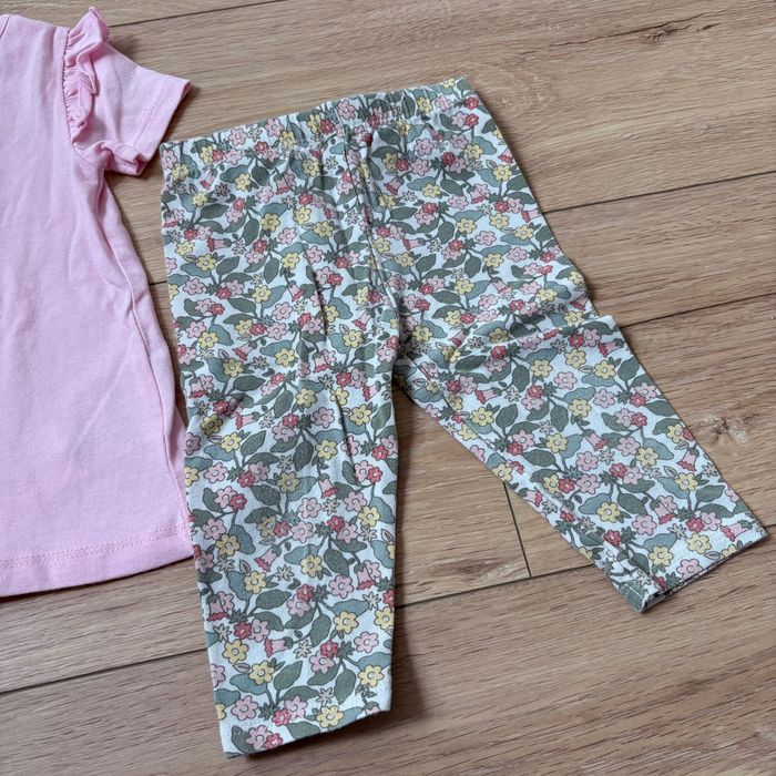 Ensemble bébé fille PLUS 12 mois t-shirt rose + legging fleuri - photo numéro 3