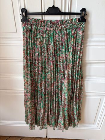 Jupe plissée verte à fleurs Sénés taille 38