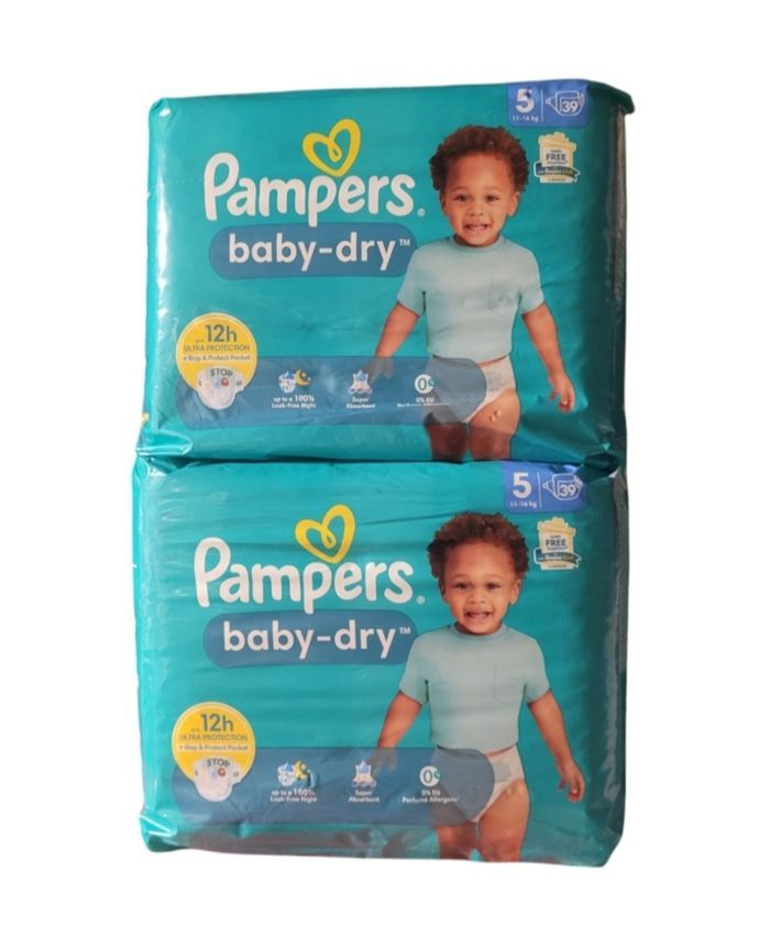 Lot de 2 paquets de couches PAMPERS Baby-dry Taille 5