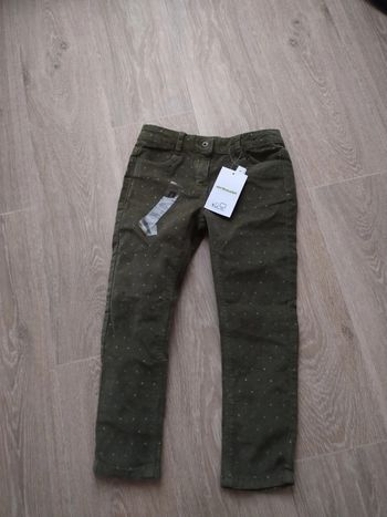 Pantalon Slim MorphologiK fille en velours à pois irisés Vertbaudet