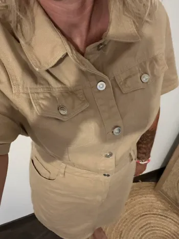 Robe en jean beige
