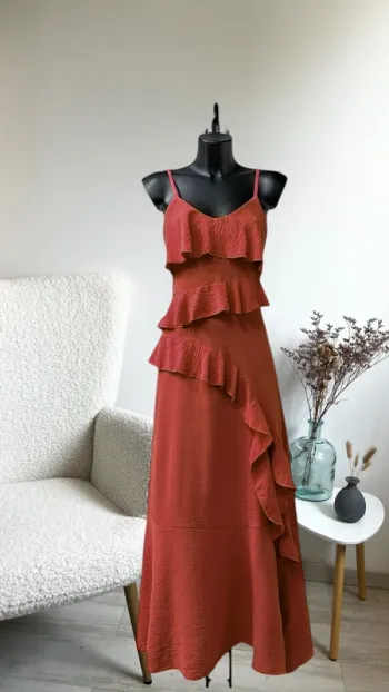 Robe longue terracotta taille unique esprit bohème