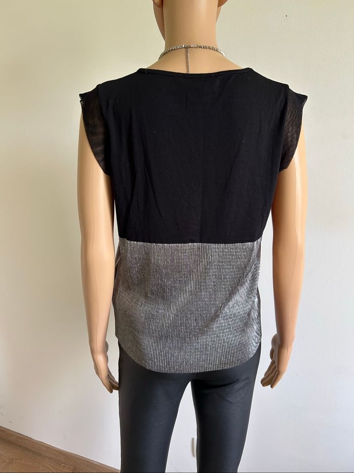 Blouse noire et argentée sans manches Morgan taille XS jamais portée - photo numéro 5
