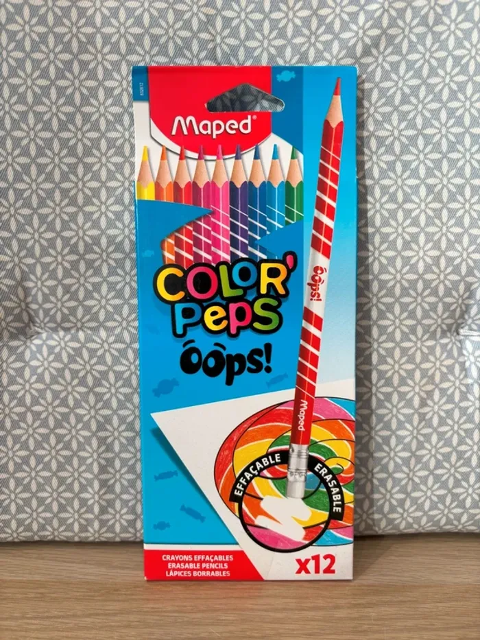Pack de 12 Crayons de Couleur Effaçables "Oops" Color Pep's