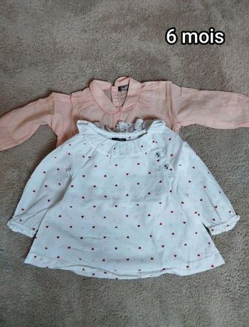 Lot deux blouses manches longues 6 mois 