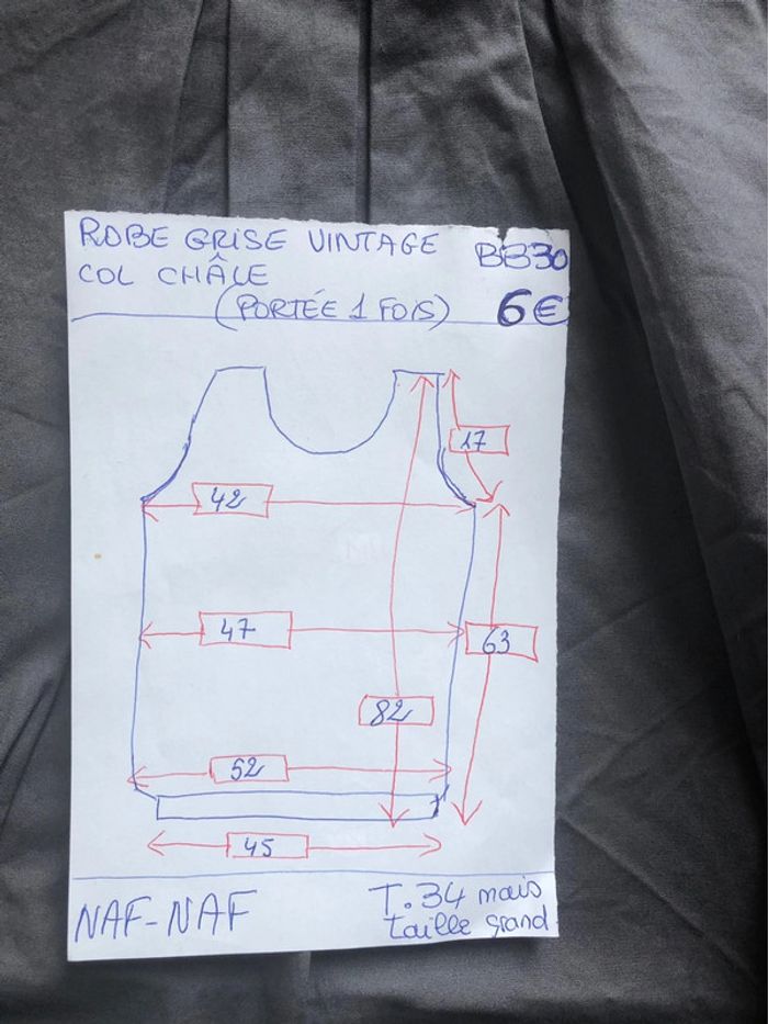 BB30- Robe grise «naf-naf » vintage T XS (34-36) portée 1 journée - photo numéro 13