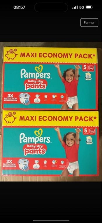 Lot de 02 cartons pampers T5 Pants 